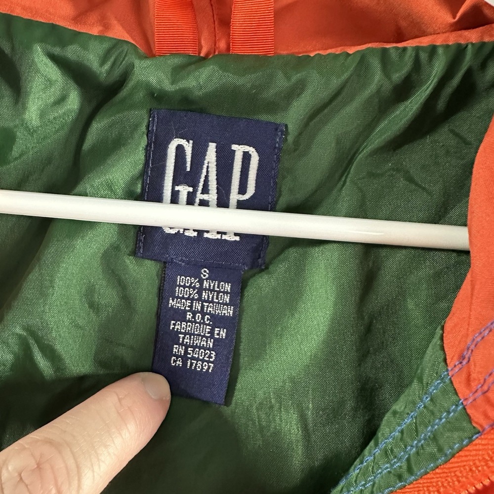 VINTAGE Gap Windbreaker Jacket Mens Small Blue Pull Over Hooded Rain Colorblock - Picture 8 of 12